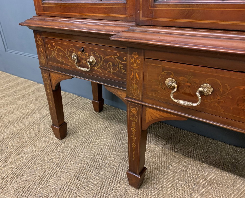 Large Inlaid Mahogany Display Bookcase View XVI