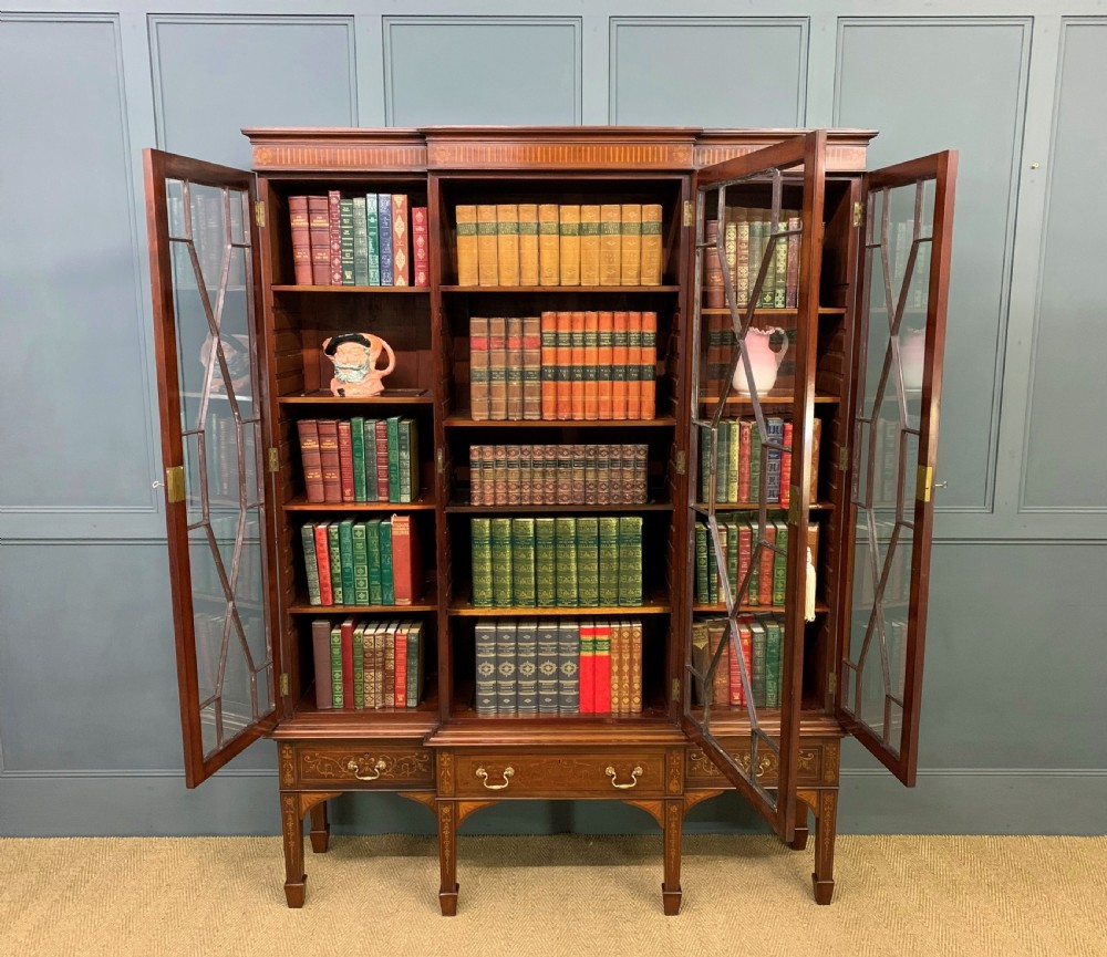 Large Inlaid Mahogany Display Bookcase View XVII