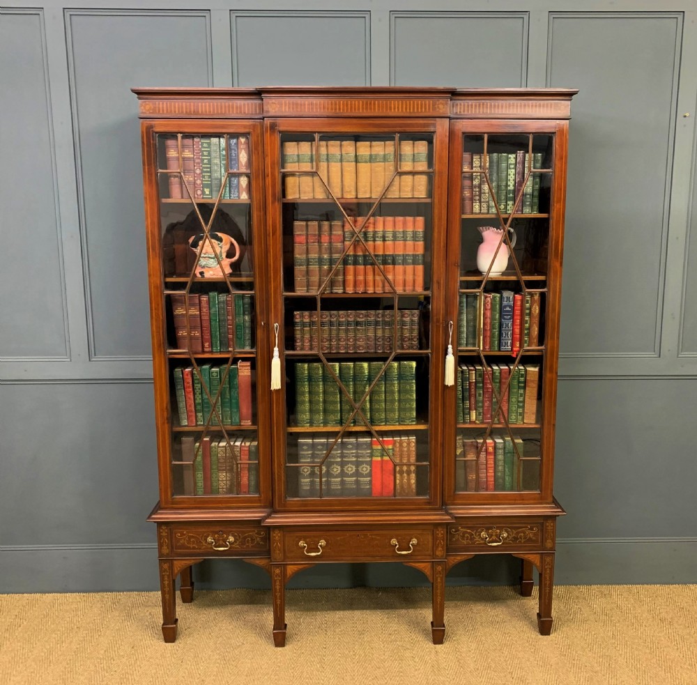 Large Inlaid Mahogany Display Bookcase View XVIII