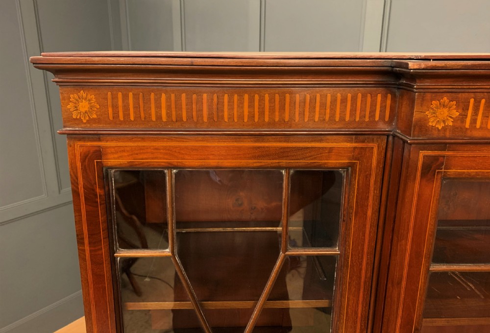 Large Inlaid Mahogany Display Bookcase View XX