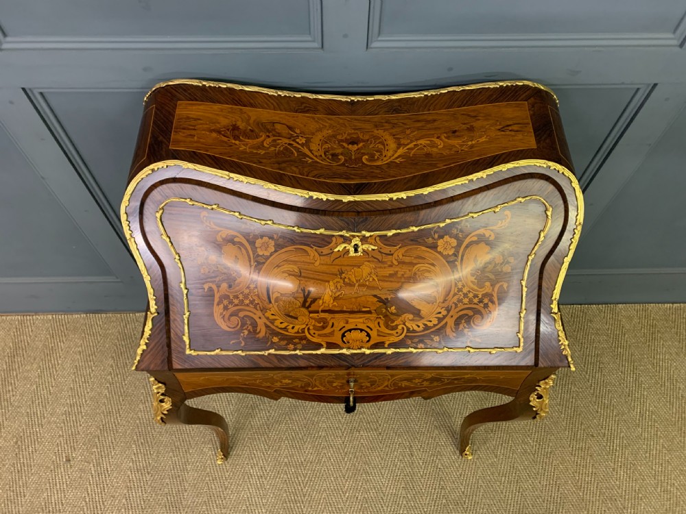 French Marquetry Rosewood Bombe Bureau View IV