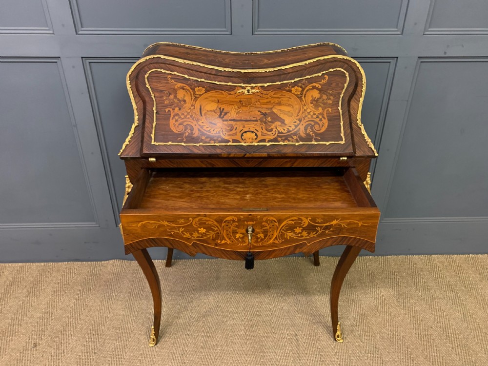 French Marquetry Rosewood Bombe Bureau View VI