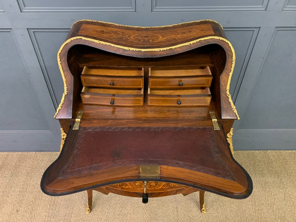 French Marquetry Rosewood Bombe Bureau View VIII