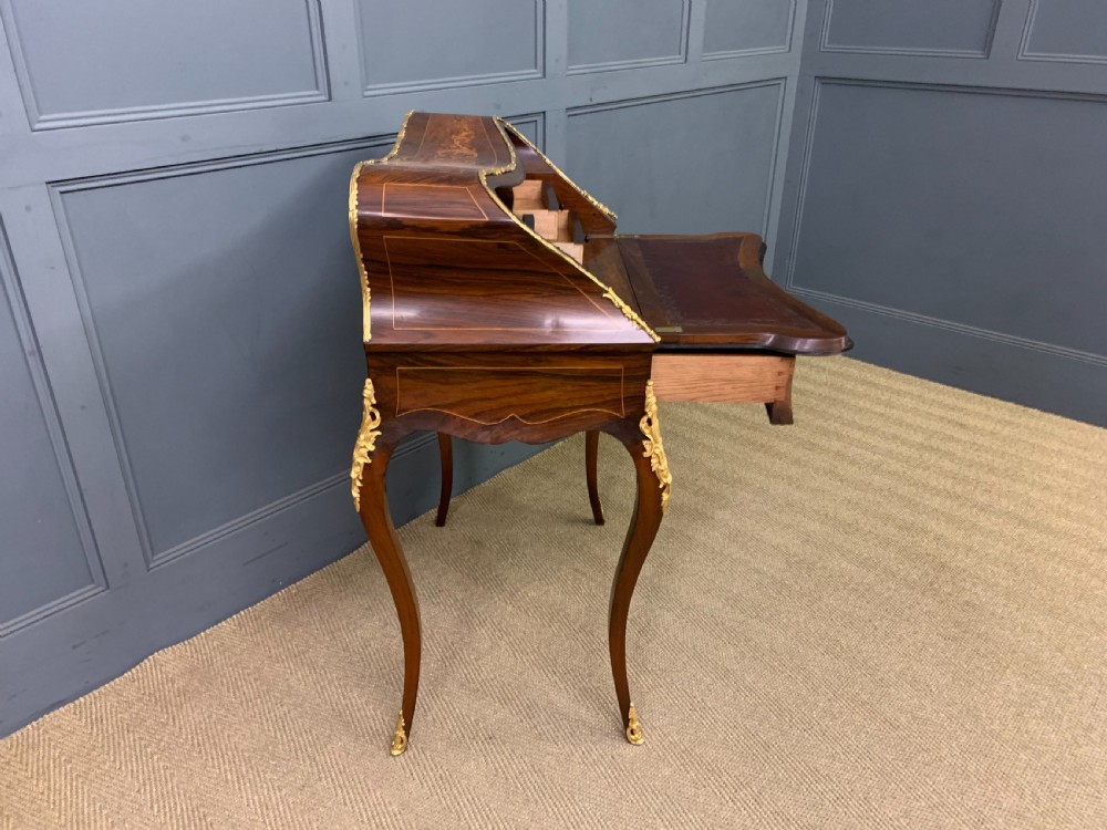French Marquetry Rosewood Bombe Bureau View X