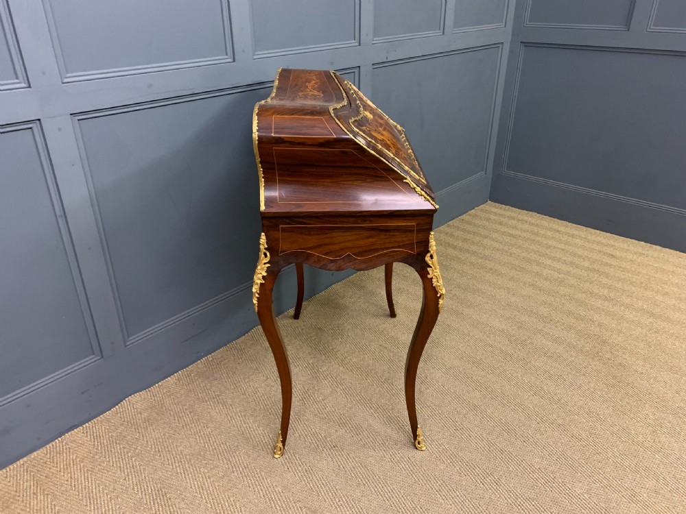 French Marquetry Rosewood Bombe Bureau View XII