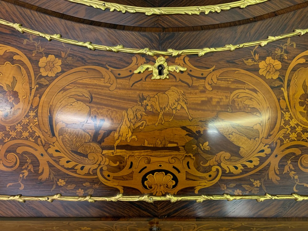 French Marquetry Rosewood Bombe Bureau View XVI