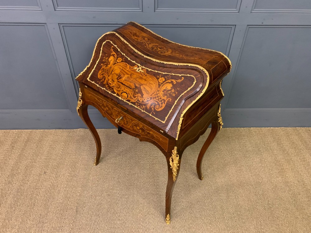 French Marquetry Rosewood Bombe Bureau View XVII
