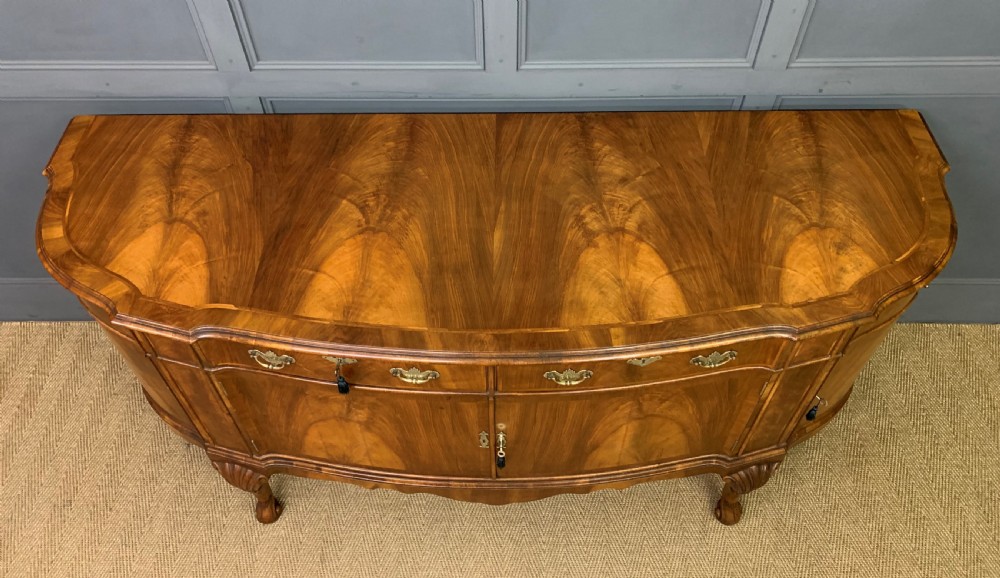 Large Queen Anne Style Burr Walnut Sideboard View II