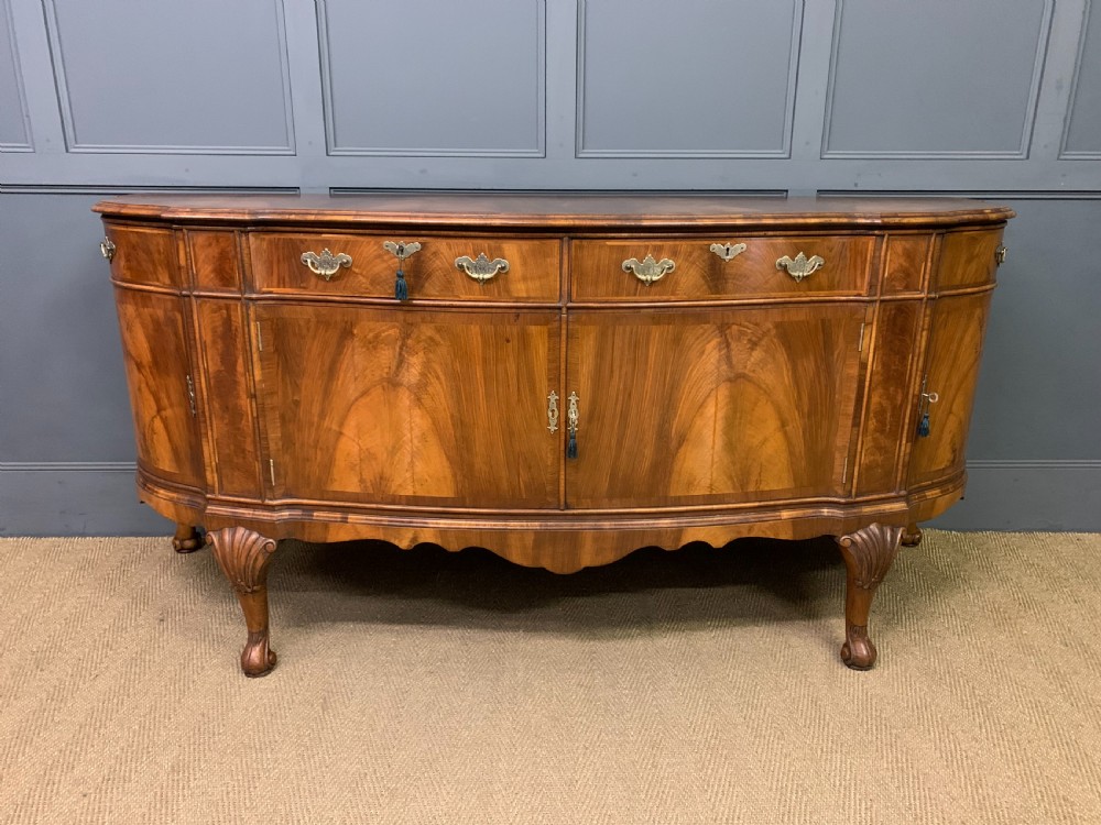 Large Queen Anne Style Burr Walnut Sideboard View III