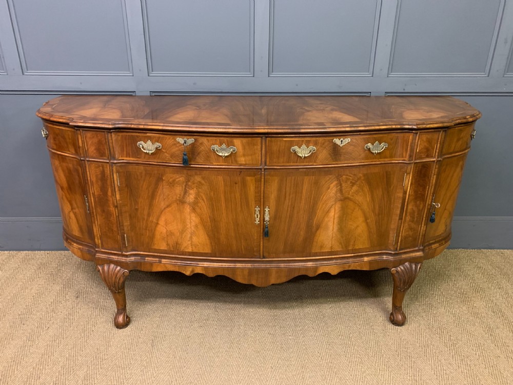 Large Queen Anne Style Burr Walnut Sideboard View VI