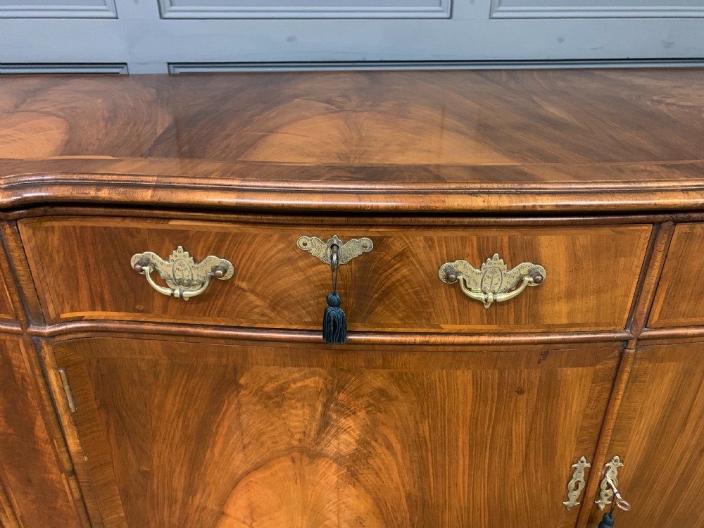 Large Queen Anne Style Burr Walnut Sideboard View IX