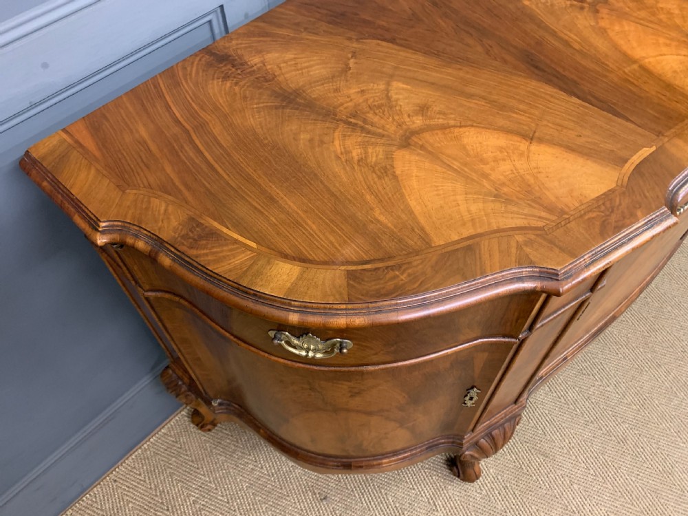 Large Queen Anne Style Burr Walnut Sideboard View X