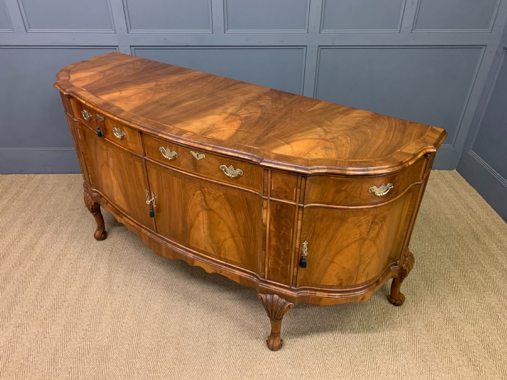 Large Queen Anne Style Burr Walnut Sideboard View XV