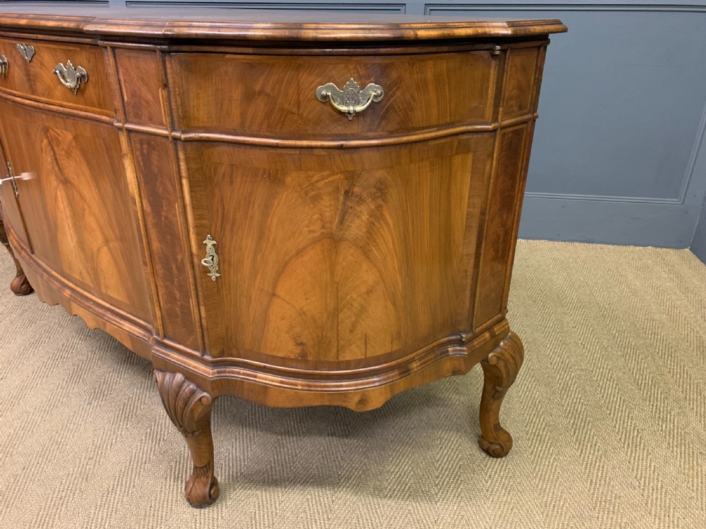 Large Queen Anne Style Burr Walnut Sideboard View XVI