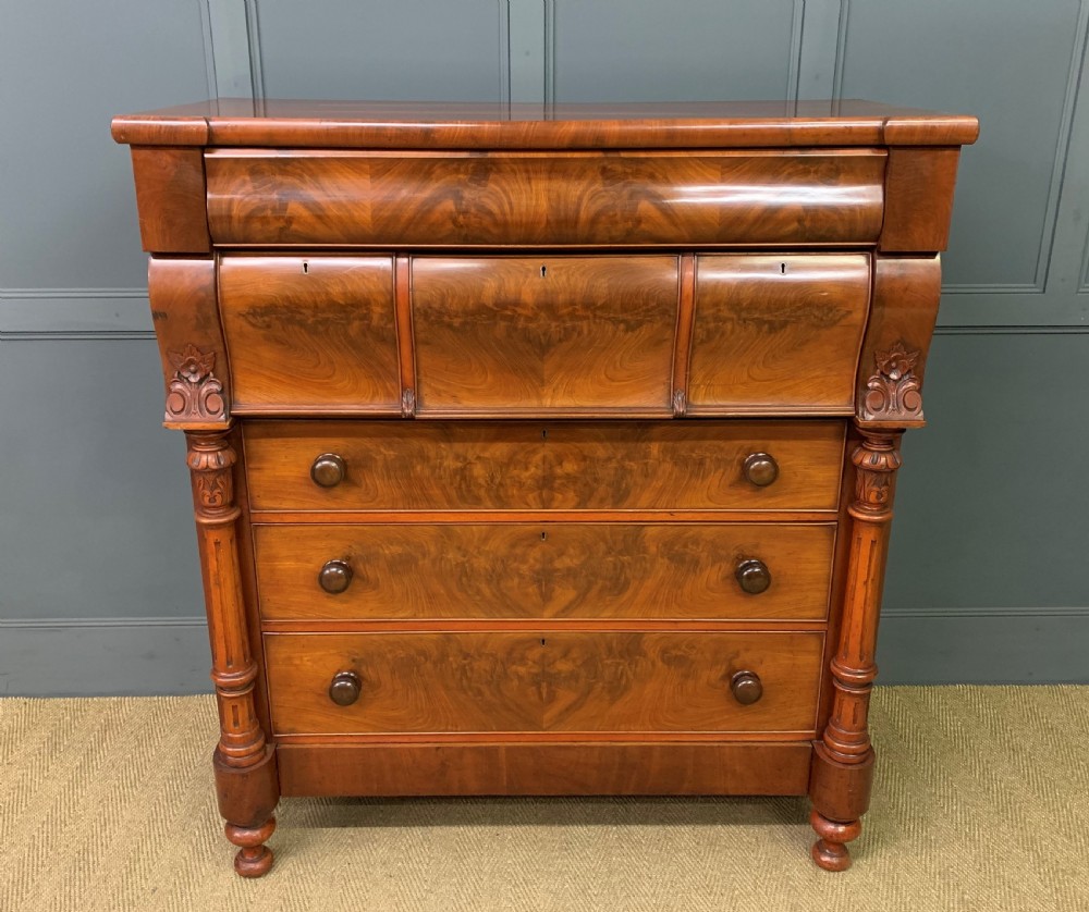 Victorian Flame Mahogany Scottish Chest of Drawers