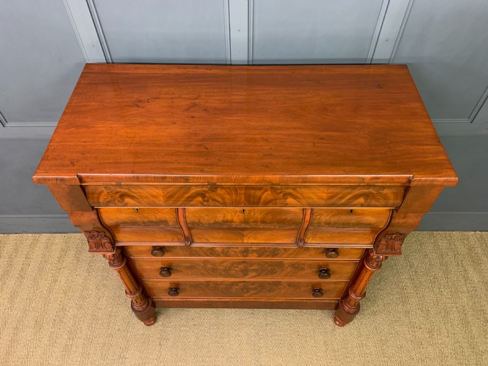 Victorian Flame Mahogany Scottish Chest of Drawers View II