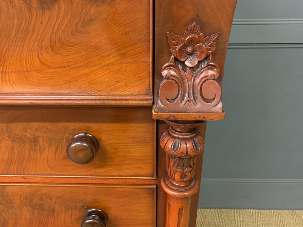 Victorian Flame Mahogany Scottish Chest of Drawers View IV
