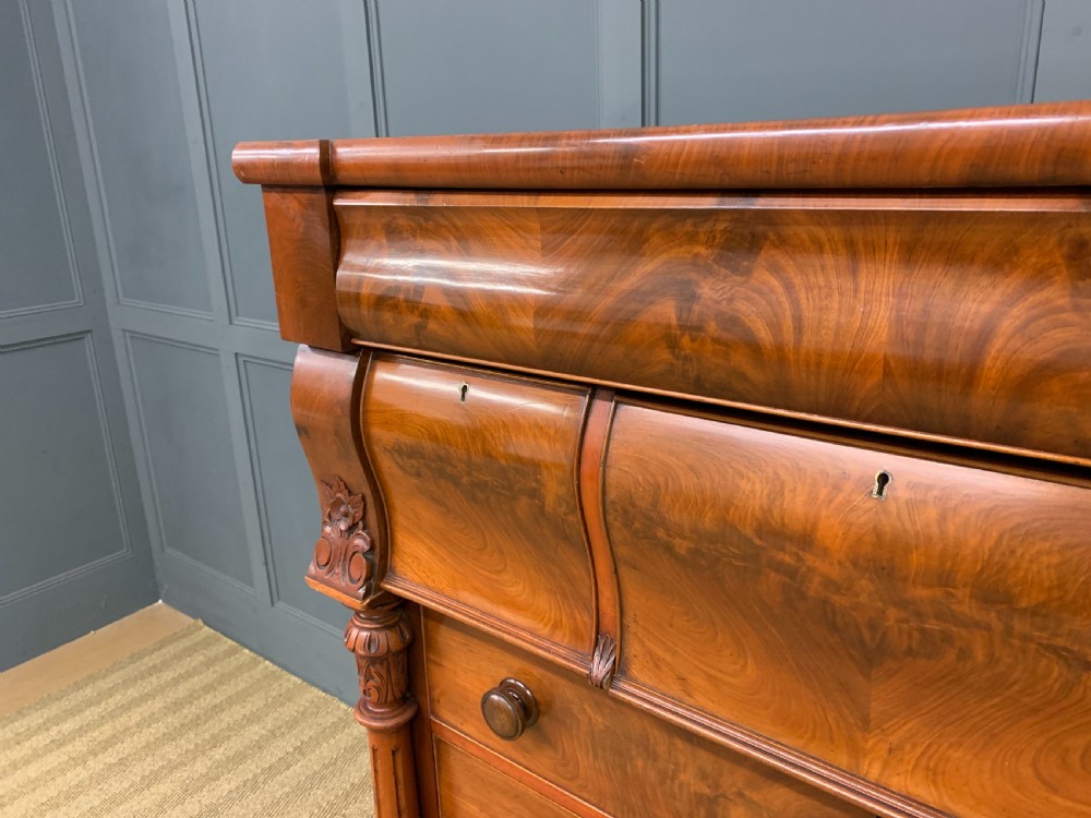 Victorian Flame Mahogany Scottish Chest of Drawers View V
