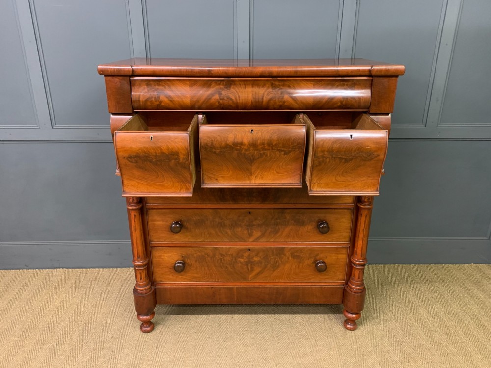 Victorian Flame Mahogany Scottish Chest of Drawers View VI