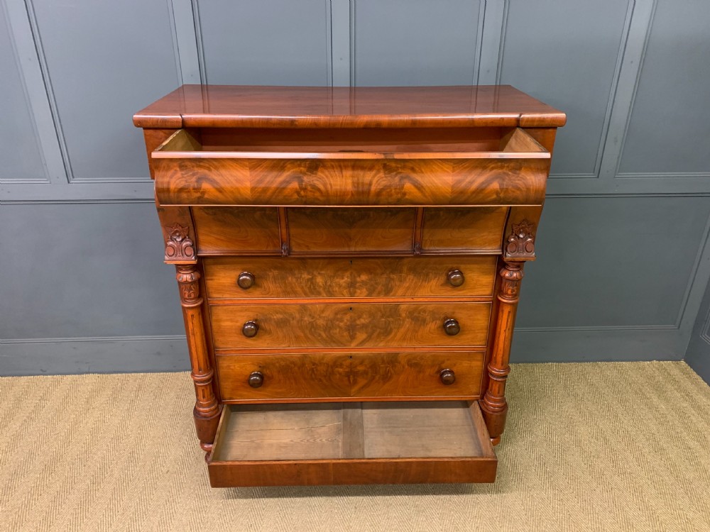 Victorian Flame Mahogany Scottish Chest of Drawers View VII