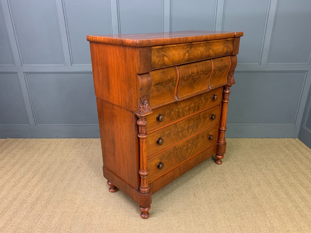 Victorian Flame Mahogany Scottish Chest of Drawers View VIII
