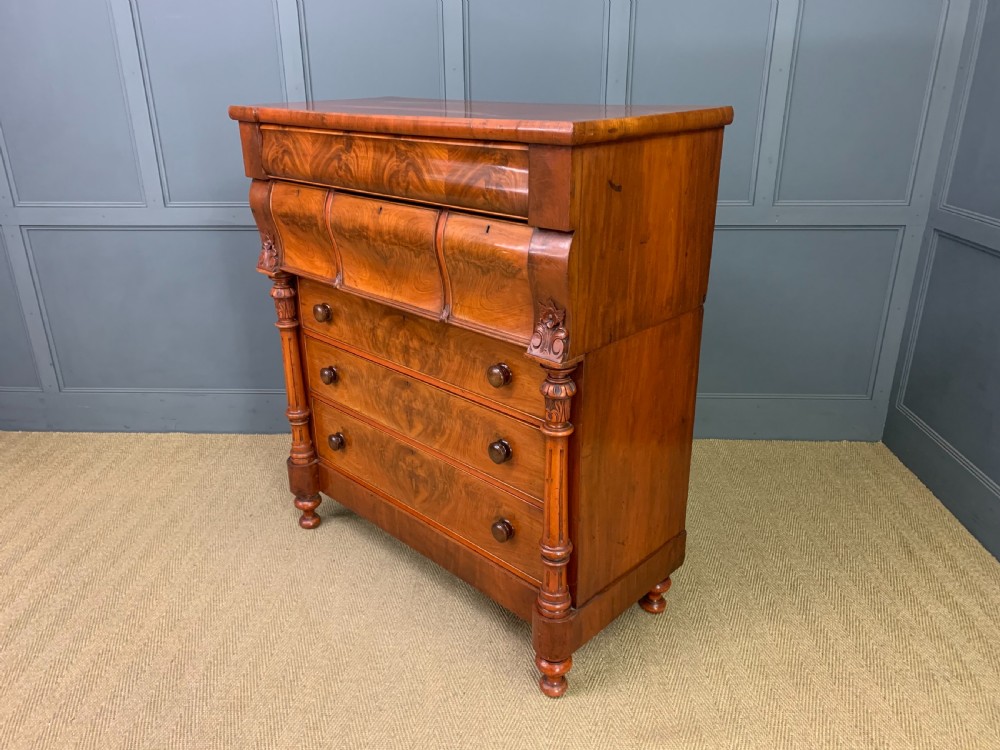 Victorian Flame Mahogany Scottish Chest of Drawers View XIII