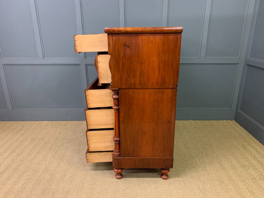 Victorian Flame Mahogany Scottish Chest of Drawers View XIV