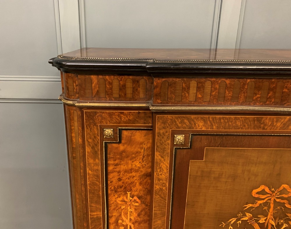 Marquetry Inlaid Burr Walnut Side Cabinet View II