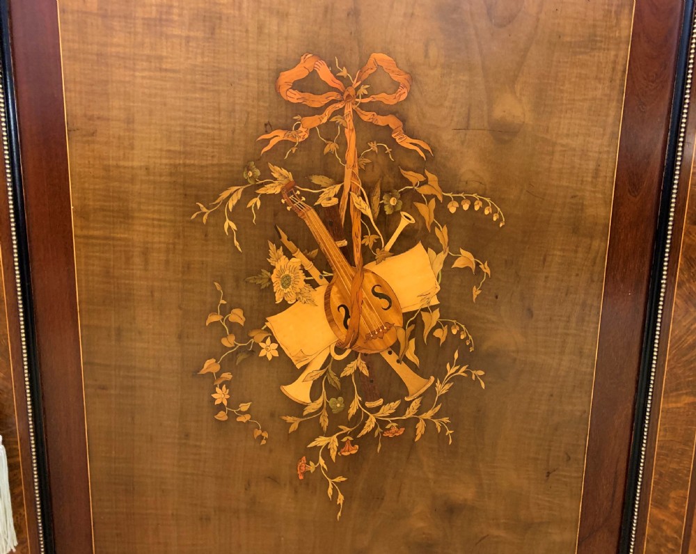 Marquetry Inlaid Burr Walnut Side Cabinet View IV