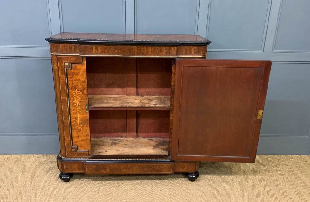 Marquetry Inlaid Burr Walnut Side Cabinet View VI