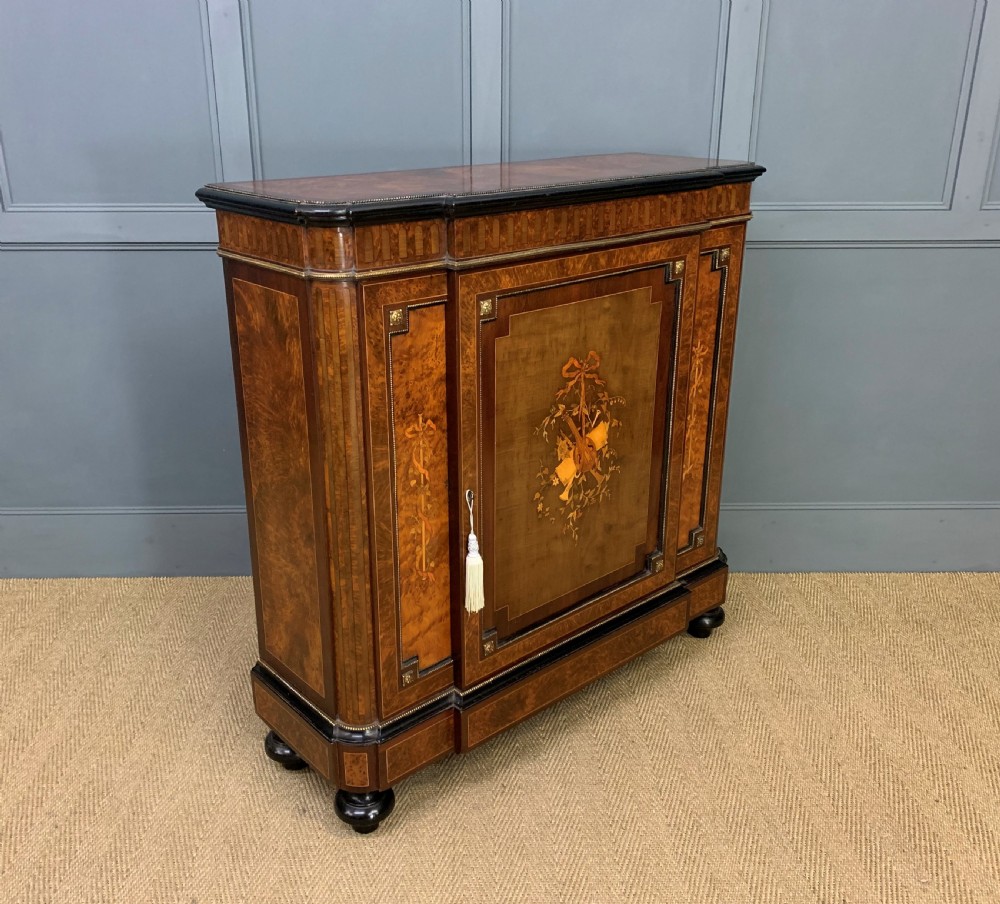 Marquetry Inlaid Burr Walnut Side Cabinet View VII