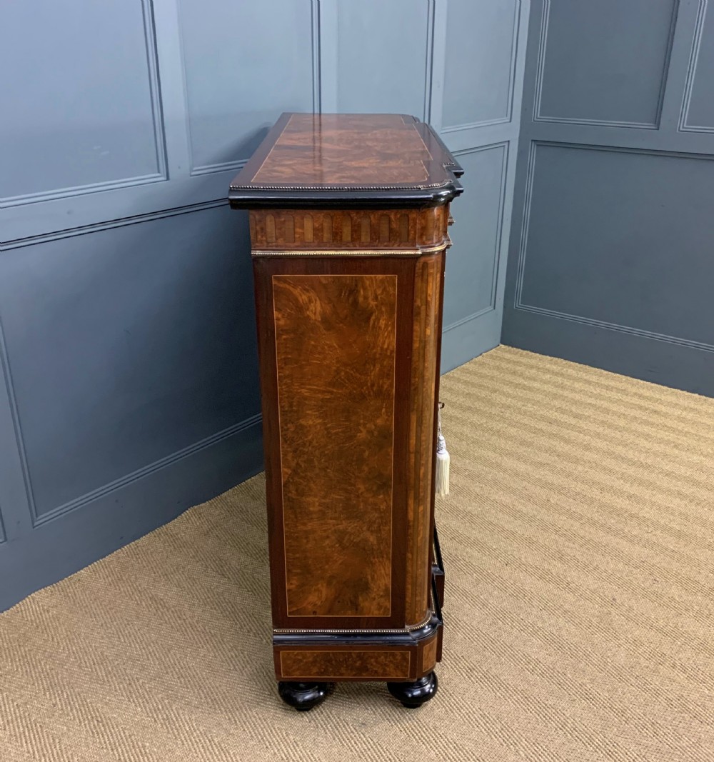 Marquetry Inlaid Burr Walnut Side Cabinet View X
