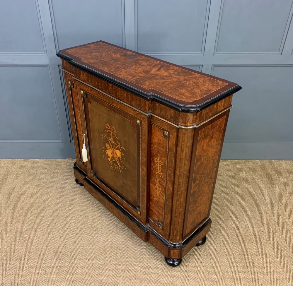 Marquetry Inlaid Burr Walnut Side Cabinet View XIV
