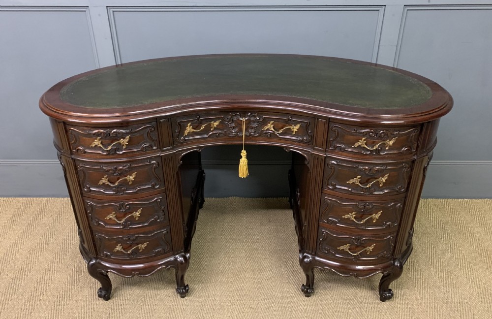 Victorian Mahogany Kidney Desk by Maple & Co.