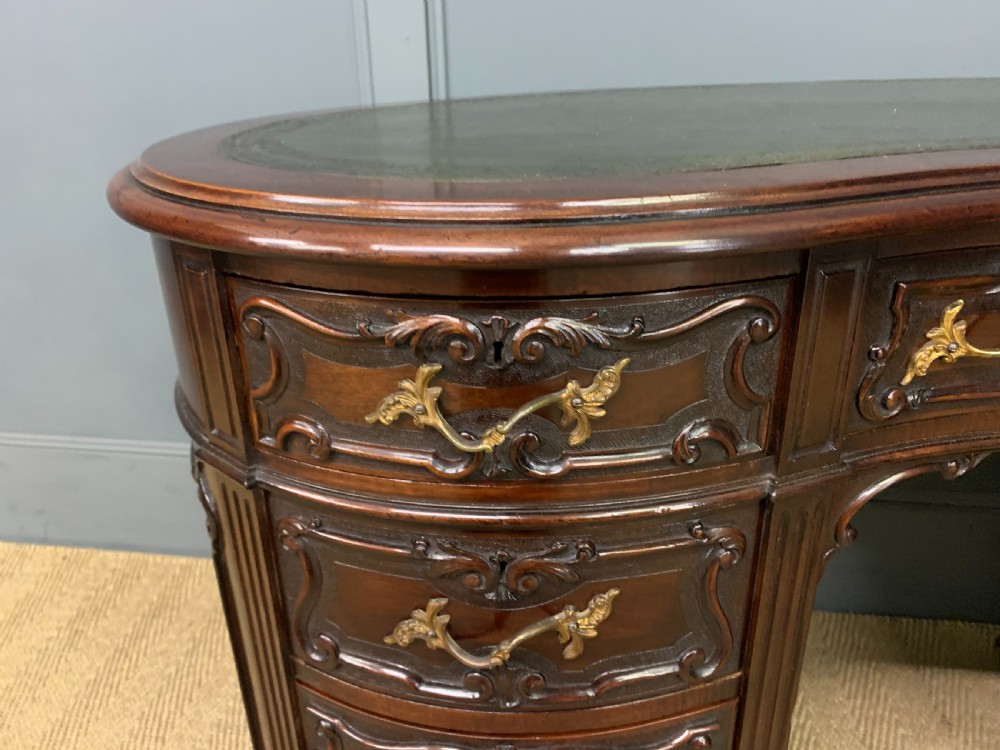 Victorian Mahogany Kidney Desk by Maple & Co. View V