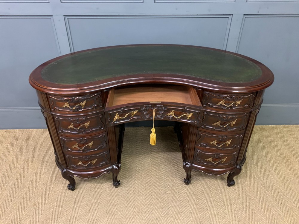 Victorian Mahogany Kidney Desk by Maple & Co. View XI