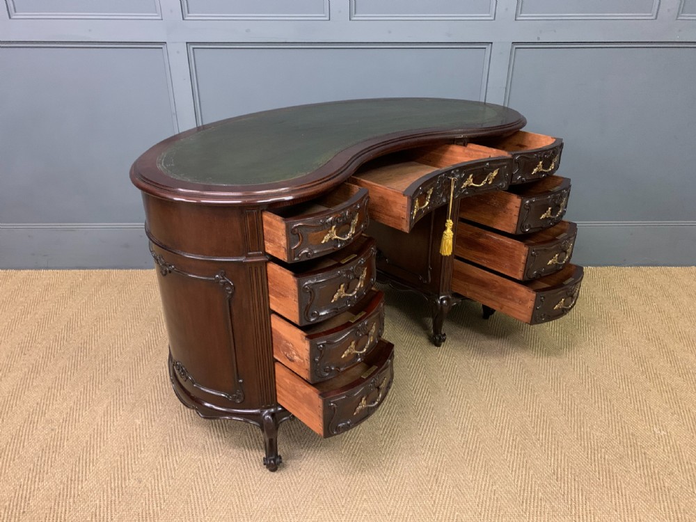 Victorian Mahogany Kidney Desk by Maple & Co. View XIII