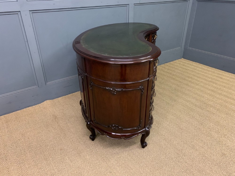 Victorian Mahogany Kidney Desk by Maple & Co. View XV