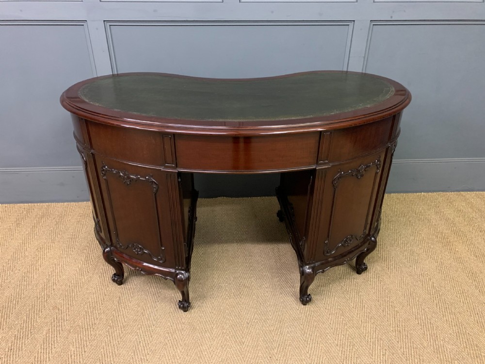 Victorian Mahogany Kidney Desk by Maple & Co. View XIX
