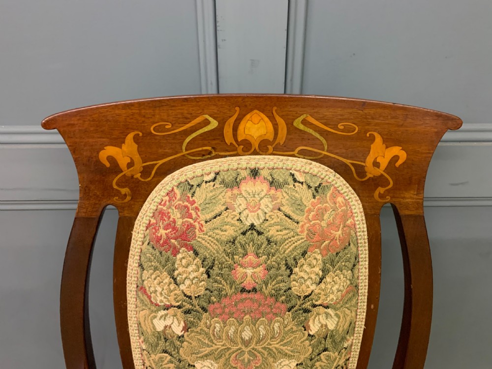 Art Nouveau Inlaid Mahogany Armchair View II