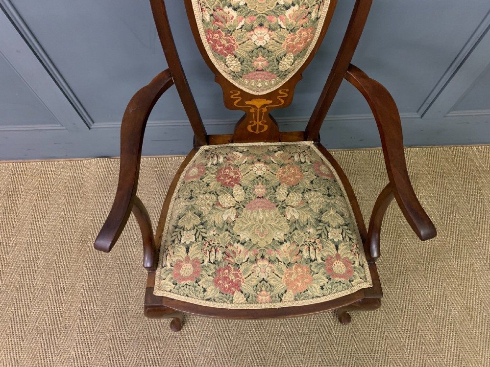 Art Nouveau Inlaid Mahogany Armchair View III