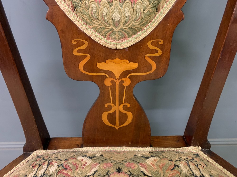 Art Nouveau Inlaid Mahogany Armchair View IV
