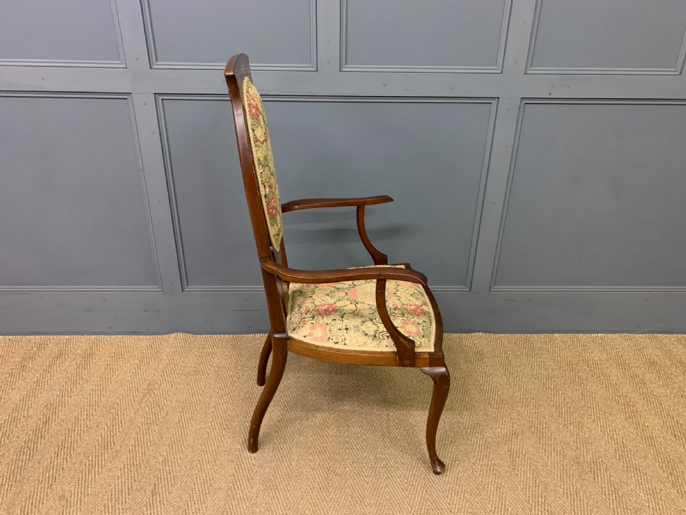 Art Nouveau Inlaid Mahogany Armchair View VI