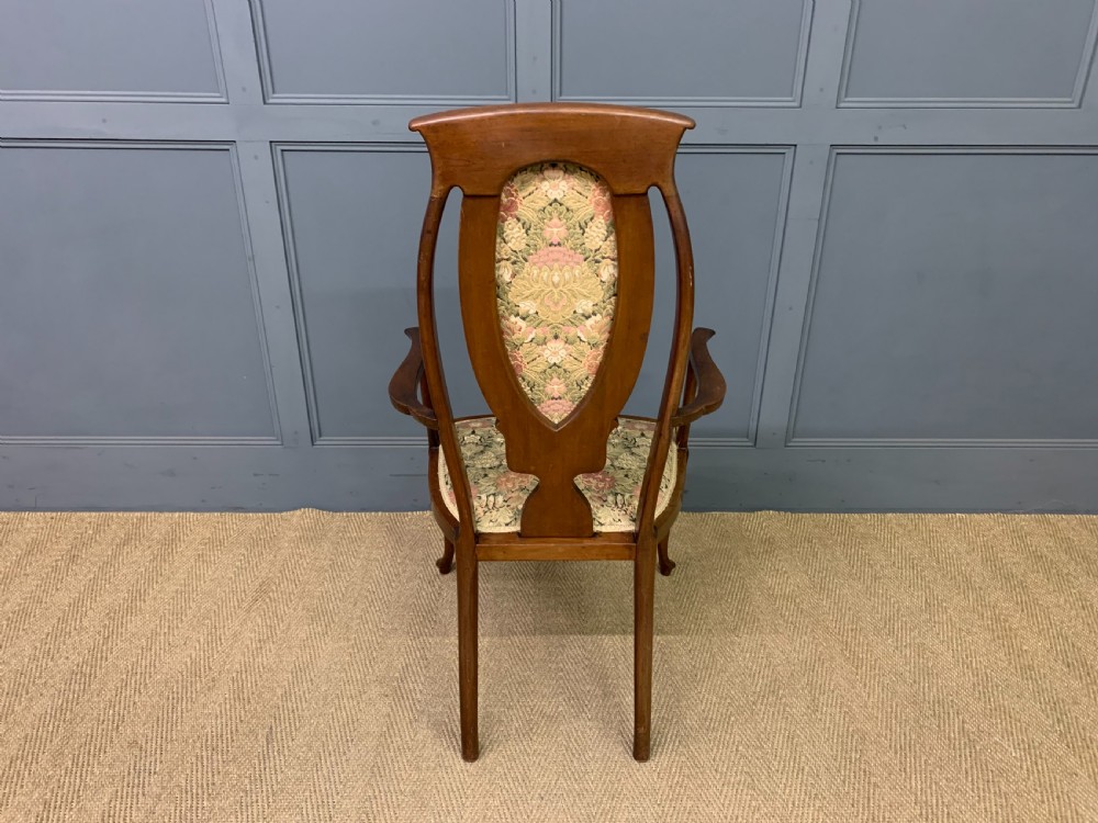 Art Nouveau Inlaid Mahogany Armchair View VII