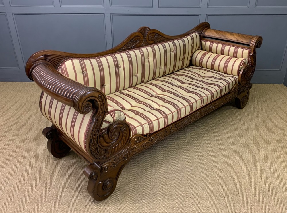 Regency Period Mahogany Scroll End Settee