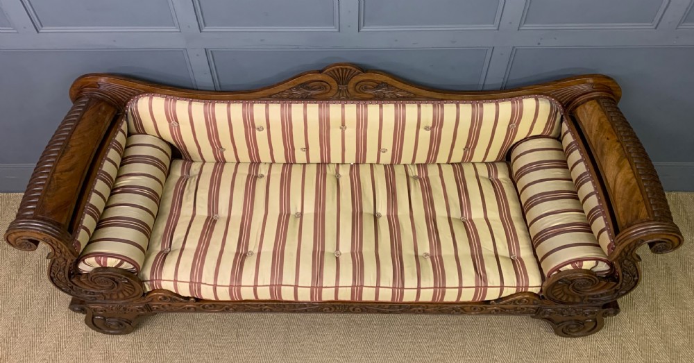 Regency Period Mahogany Scroll End Settee View III