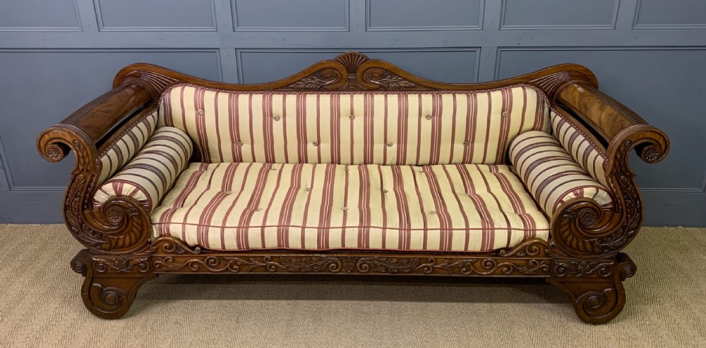 Regency Period Mahogany Scroll End Settee View IV