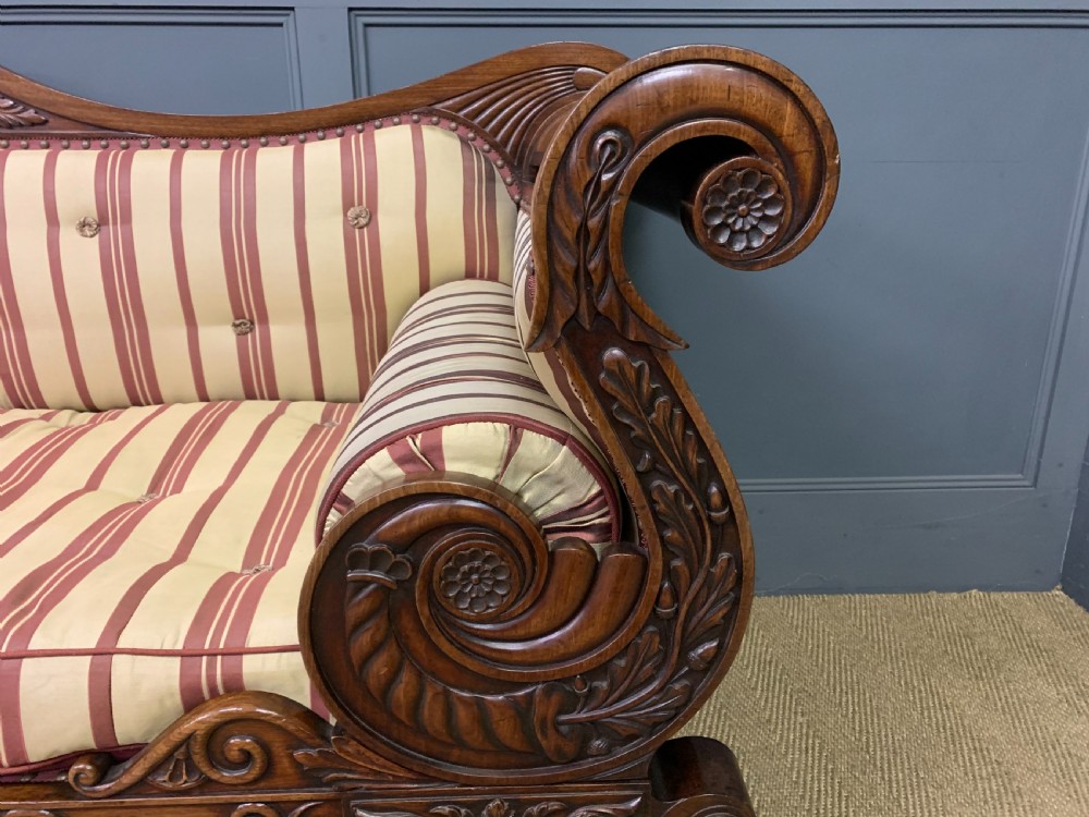 Regency Period Mahogany Scroll End Settee View VIII