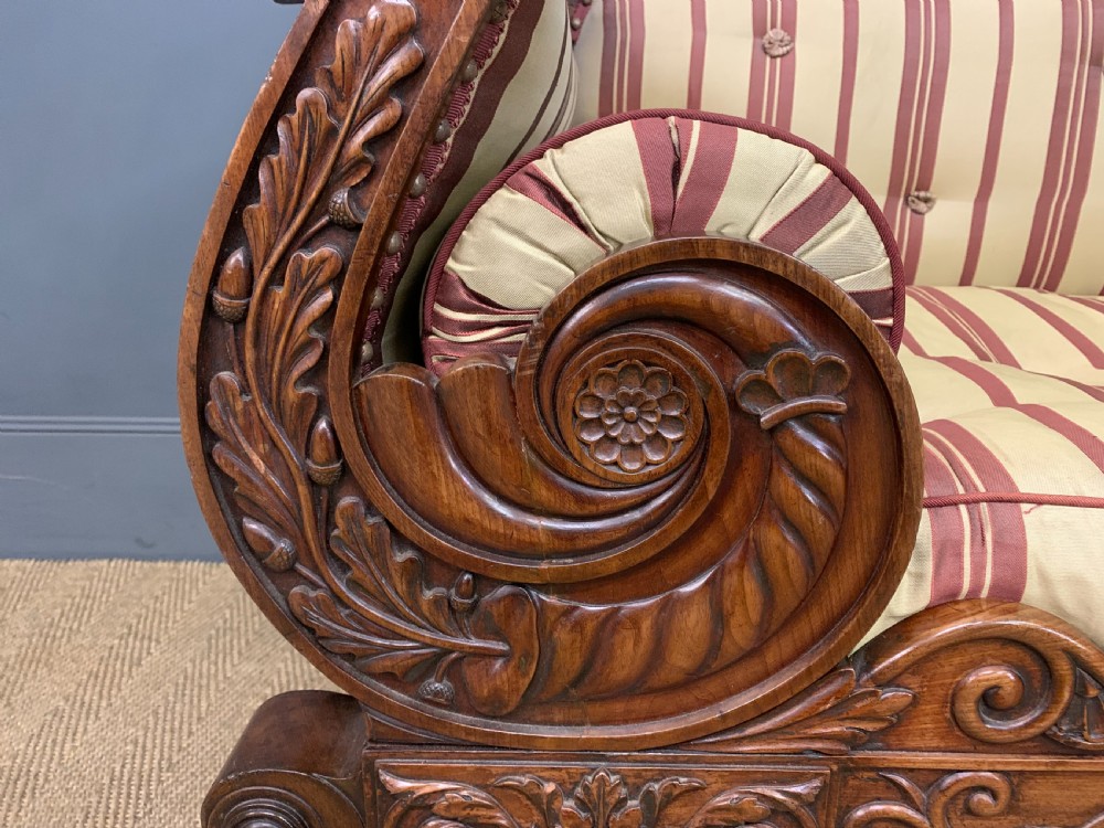 Regency Period Mahogany Scroll End Settee View X