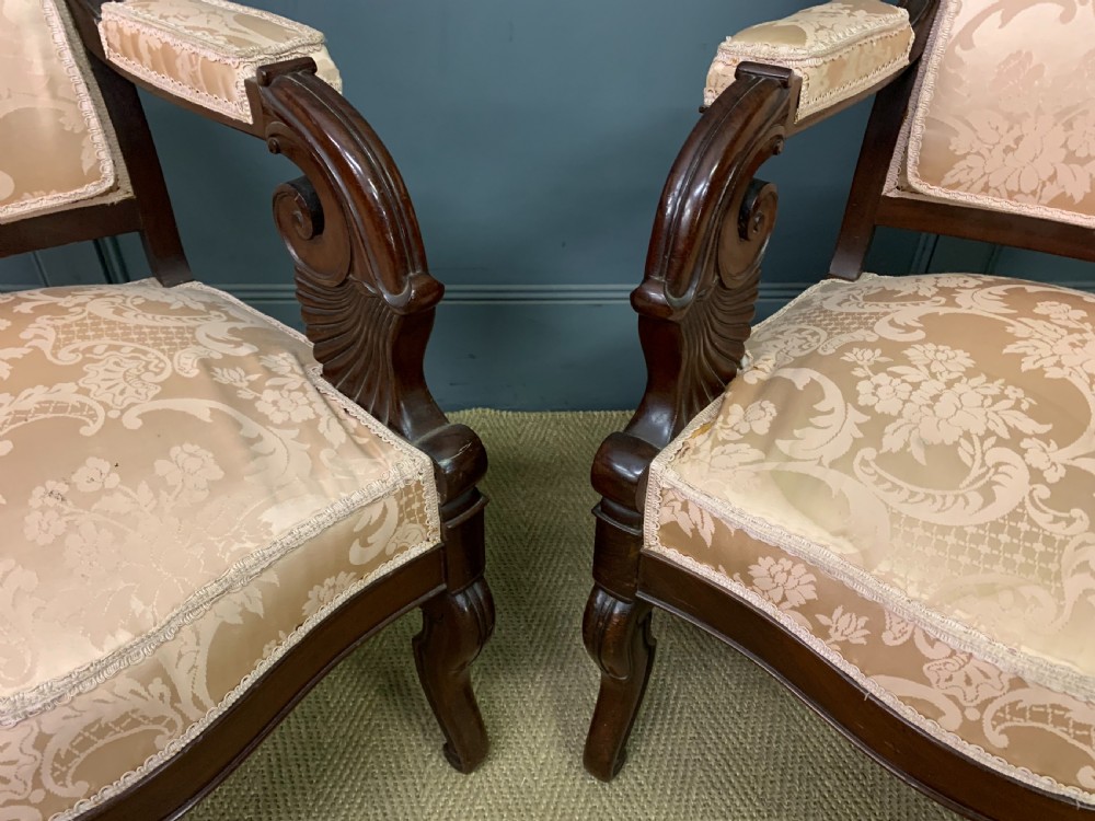 Pair of 19th Century French Mahogany Armchairs View II